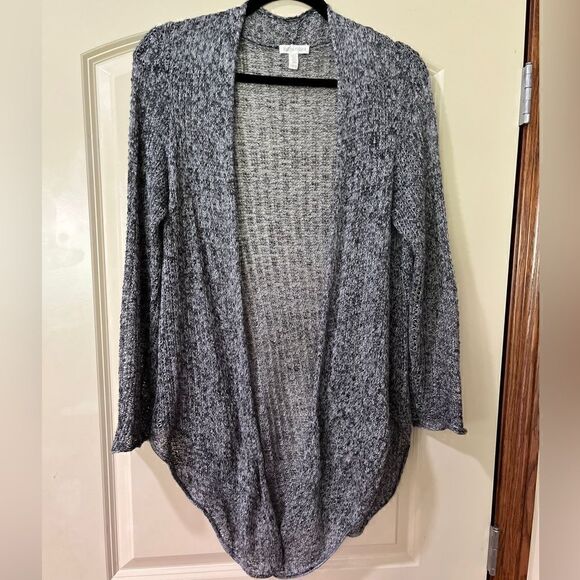 EILEEN FISHER Italian Yarn 100% Linen Open Front Cardigan Gray Women’s Size XS - Picture 1 of 5